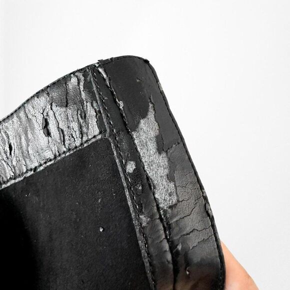 Vintage Y2K Black Knee High Leather Round Toe Block Heel Boots Size 6.5 - Picture 8 of 8